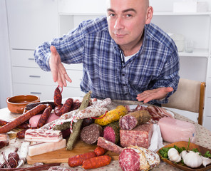 ordinary men with lots of meat and sausage products