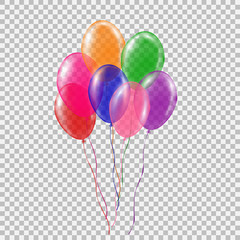 Fototapeta na wymiar Set of transparent colorful helium balloon