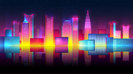 Vector illustration of night city