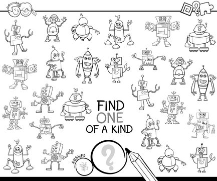 find one of a kind with robots color book