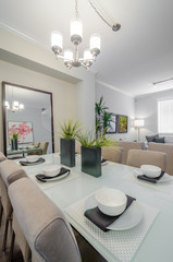 Modern dining room in luxury house.