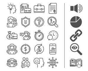 Business line icons. Group, Profiles and Case.