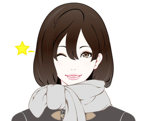 女性の表情 / 冬服 / ウインク