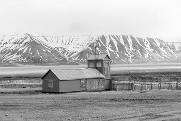 The abandoned russian mining town Pyramiden in Svalbard, Spitsbergen, Norway