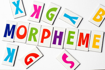 word morpheme  made of colorful letters