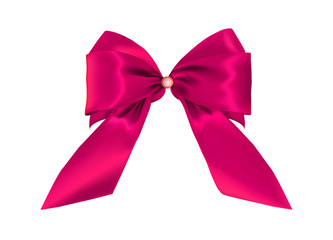 Realistic pink bow isolated on white background