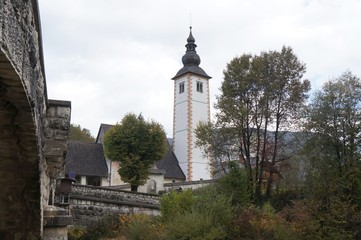 Church St. John the Baptist near Bohinj lake, Slovenia, Ribchev Laz village, Triglav national park, Julian Alps 