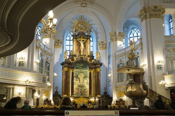 Fototapeta na wymiar St. Michael's Church interior in Hamburg. Germany