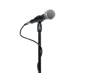 Microphone with stand isolated on white background - obrazy, fototapety, plakaty