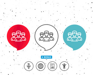 Group line icon. Users or Teamwork sign.