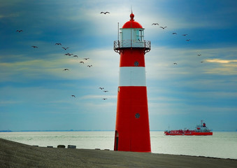 Leuchtturm in Holland am Meer