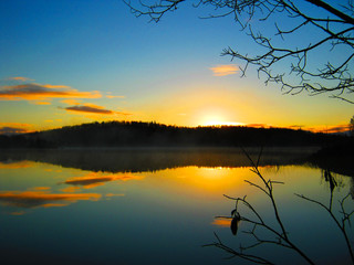 Sunrise landscapes ,evening landscapes,sunset on the river