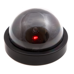 surveillance camera with a red diod on white background
