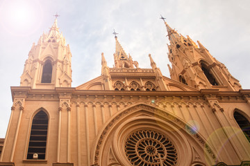 Obraz premium beautiful old and very tall Church in Europe