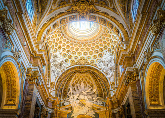 Fototapeta na wymiar Indoor view in the Church of Saint Louis of the French in Rome, Italy.