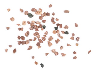 Pile rocks isolated on white background and texture, top view