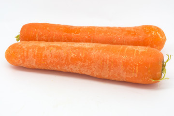 Two Carrots against a White Background