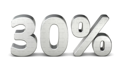 30 prozent symbol 3d silver struktur