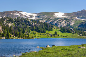 Alpine lake along the Beartooth Highway. Yellowstone Park,  Wyoming.