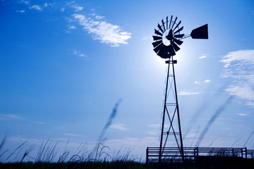 Windmill with blue sky