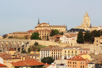 Fototapeta na wymiar View to the center of Segovia, Spain