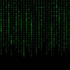Creative vector illustration of stream of binary code. Computer matrix background art design. Digits on screen. Abstract concept graphic data, technology, decryption, algorithm, encryption element