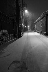 Dark, Snowy, Alleyways 