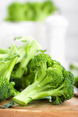 Fresh broccoli on white background closeup