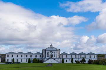 Sunny summer day in Ireland. This is a building inside Fort Mitchel, on the island Spike. The...