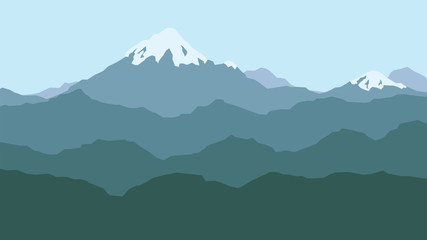 Vector view with mountains and forest