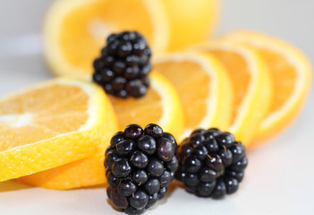 Sliced Orange and Blackberries