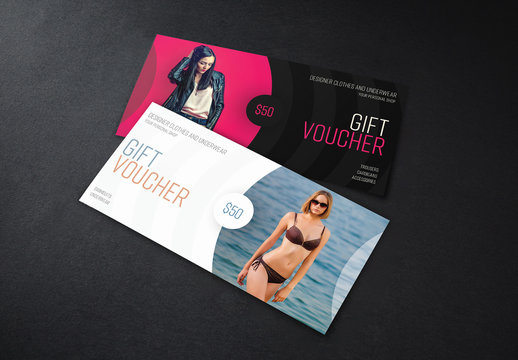 Gift Voucher Layouts with 3 Sizes in Light and Dark Backgrounds