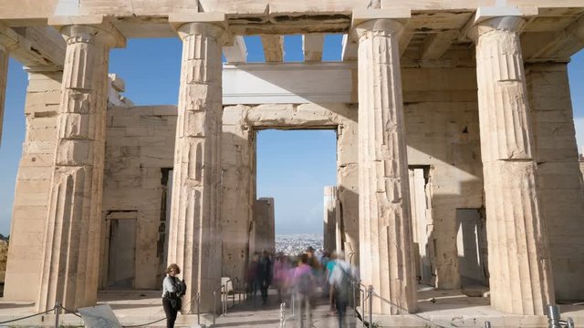 Propylaea gate on Athenian Acropolis in Athens, Greece