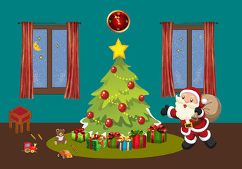 Santa Claus night putting presents under the tree