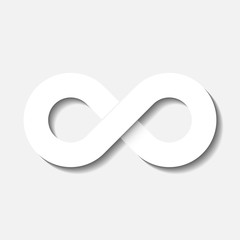 Infinity symbol icon. Concept of infinite, limitless and endless. Simple white vector design element isolated on white background.
