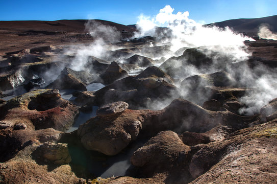 Geyser Sol de Manana, Potosi department, Euardo Avaroa natural reserve, south Bolivia