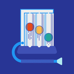 Spirometer medical equipment. The device determines the volume of the lungs. Vector flat icon.