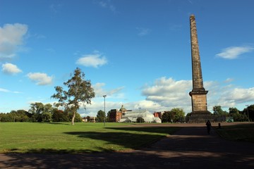 Glasgow Green and Nelson Monument, looking towards the People's Palace.
