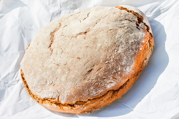 Traditional Majorcan brown bread, pan moreno, on the table