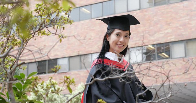Asian woman get graduation