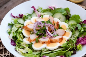 delicious salad with chicken breast and vegetables, Caesar salad