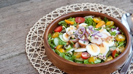 delicious salad with chicken breast and vegetables, Caesar salad