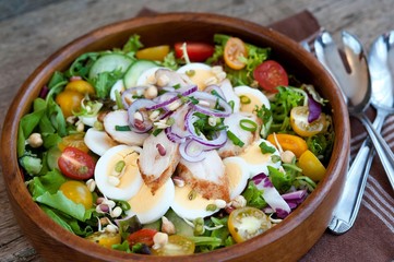 delicious salad with chicken breast and vegetables, Caesar salad