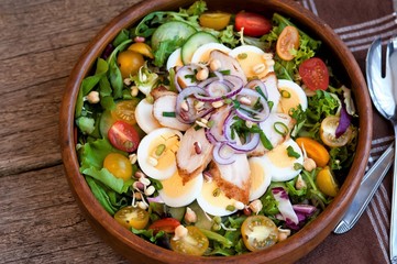 delicious salad with chicken breast and vegetables, Caesar salad