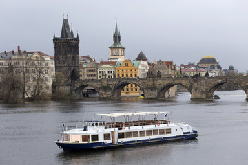 Naklejka premium View on Prague Old Town with Charles Bridge, Czech Republic