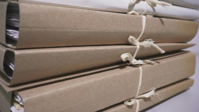 Archive and storage. Stacks of documents in the archive