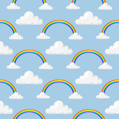 Different style rainbow color strips after rain optical sky effect vector seamless pattern.