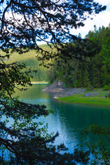 Travel in Montenegro series - view of beautiful Black Lake, Durmitor.