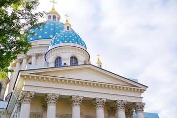 Fototapeta na wymiar Trinity Izmailovo Cathedral in Saint-Petersburg, Russia. Summer