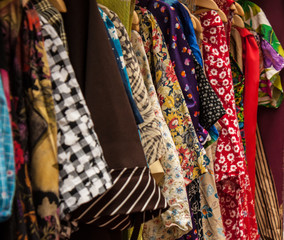 Retro dresses in a market